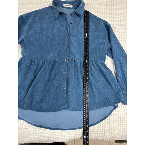 Eomenie Women’s Shirt Top Long Sleeve Lightweight Corduroy Oversized Tan M - Picture 3 of 8
